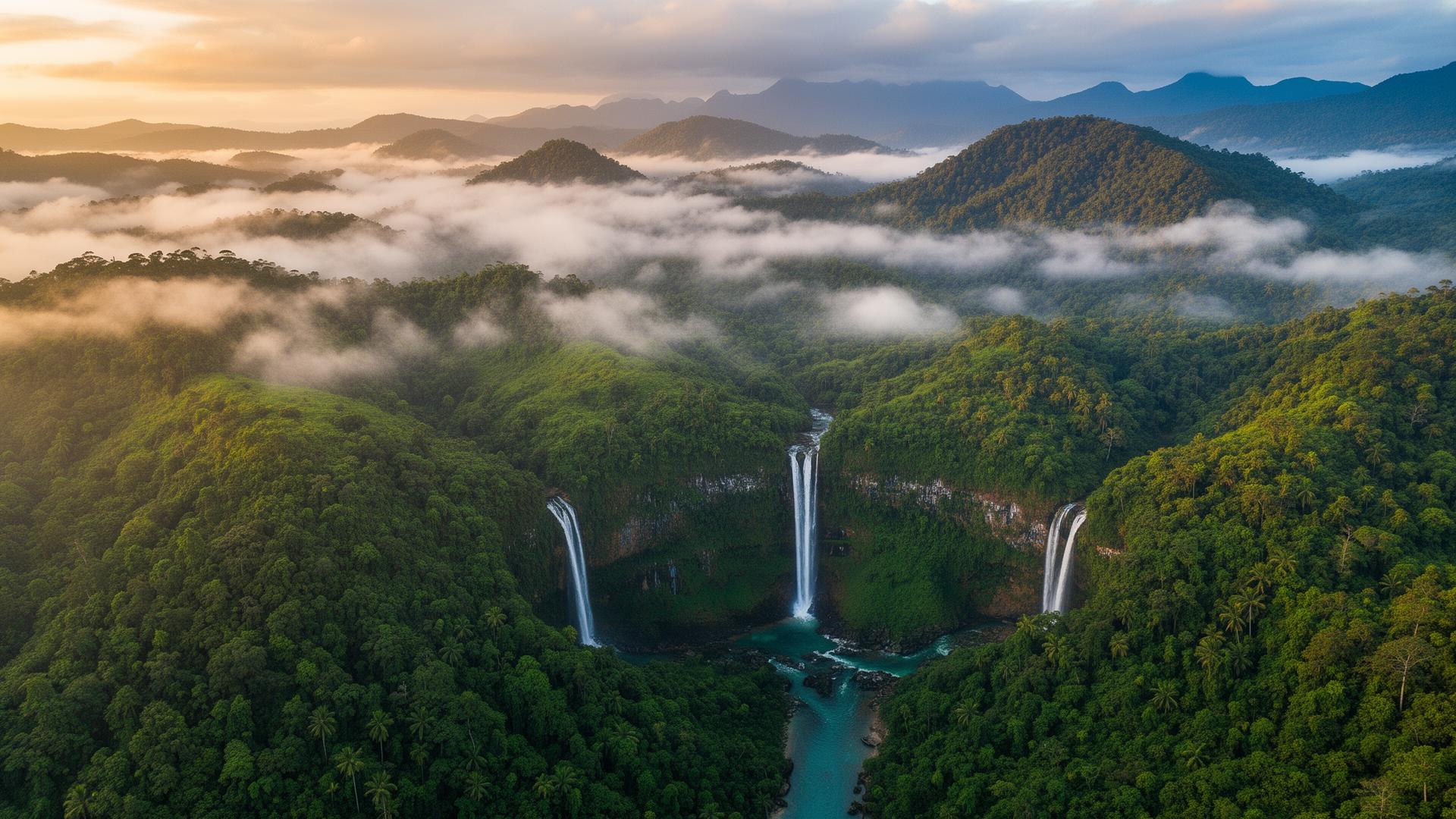 Meghalaya landscape — lush green hills and waterfalls